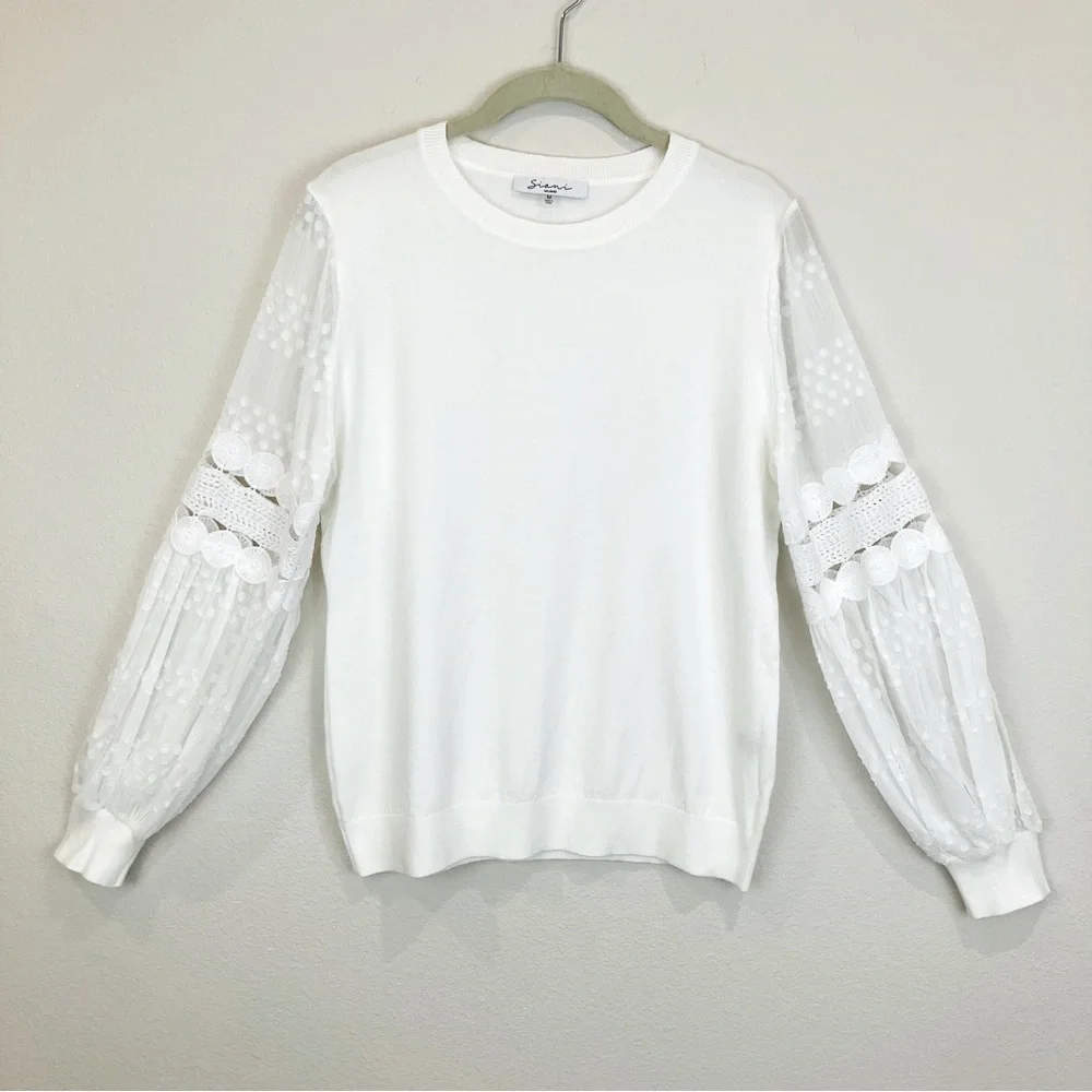 NWOT Sioni Long Sleeve Mix Media Top - Picture 2 of 8